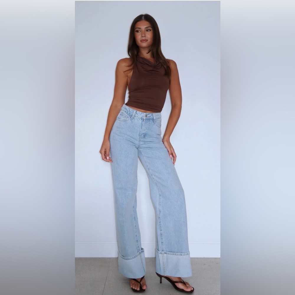 White Fox Boutique Ellie High Rise Wide Leg Jeans Glacier Blue